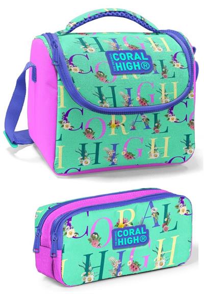 Coral High Mor Pembe Su Yeşili Kız Çocuk Beslenme Çantası Seti