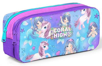 Coral High Mor Pembe Unicorn Desenli Kız Çocuk Isı Yalıtımlı Beslenme Çantası ve Kalemlik Seti
