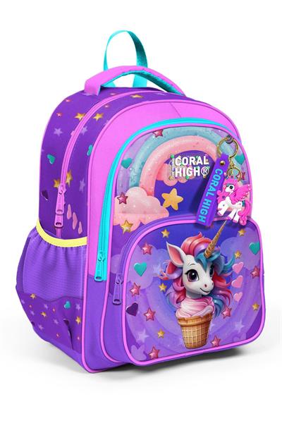 Coral High Mor Pembe Unicorn Kız Çocuk İlkokul Okul Sırt Çantası