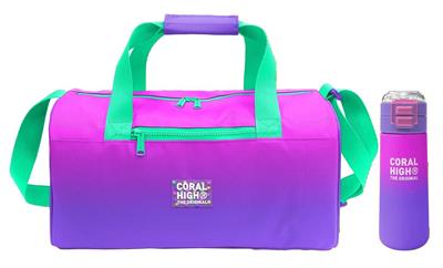 Coral High Mor Renk Geçişli Desenli Kız Çocuk Spor Çantası ve 500 ml Çelik Matara Seti 27518