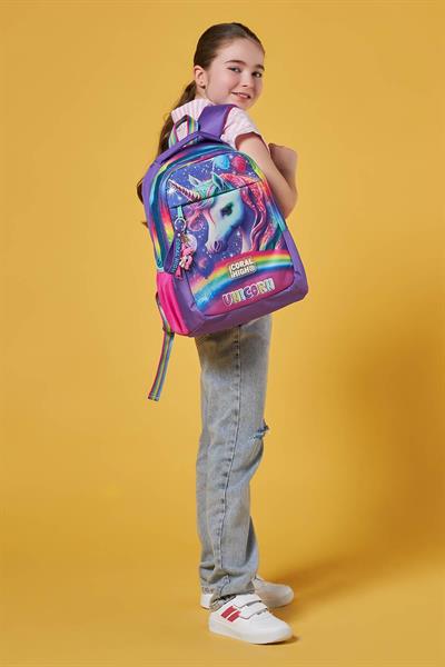 Coral High Mor Simli Unicorn İlkokul Ortaokul ve Günlük Sırt Çantası - Kız Çocuk