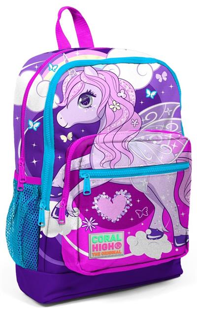 Coral High Mor Unicorn Baskılı İlkokul Çantası ve Beslenme Seti -  Kız Çocuk