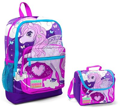 Coral High Mor Unicorn Baskılı İlkokul Çantası ve Beslenme Seti -  Kız Çocuk
