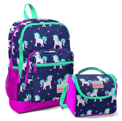 Coral High Mor Unicorn İlköğretim Okul Sırt Çantası ve Beslenme Çanta Seti - Kız Çocuk