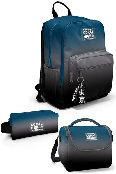 Coral High Nefti Gri Renk Geçişli 3lü Okul Çanta Seti SET0123642
