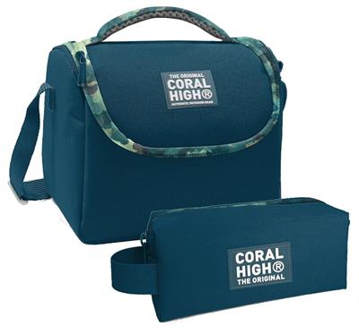 Coral High Nefti Kamuflaj Desenli Erkek Çocuk Isı Yalıtımlı Beslenme Çantası ve Kalemlik Seti