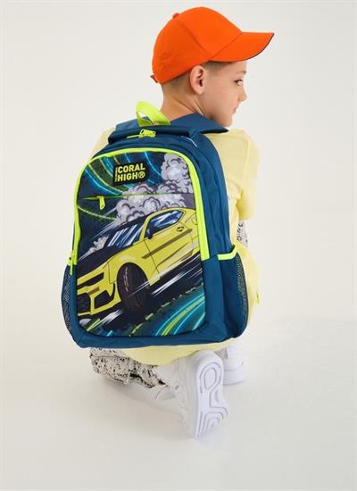 Coral High Nefti Sarı Araba İlkokul Sırt Çantası ve Kalemlik Seti - Erkek Çocuk