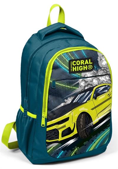 Coral High Nefti/Sarı Araba İlkokul ve Ortaokul Sırt Çantası Üç Bölmeli