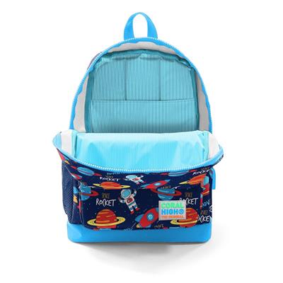 Coral High Okul Çantası ve Beslenme Çantası Seti - Mavi Lacivert Uzay - USB Soketli - Erkek Çocuk
