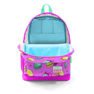 Coral High Okul Çantası ve Beslenme Çantası Seti - Pembe Makaron - USB Soketli - Kız Çocuk