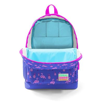 Coral High Okul Çantası ve Beslenme Çantası Seti - Kız Çocuk Mor Flamingo - USB Soketli
