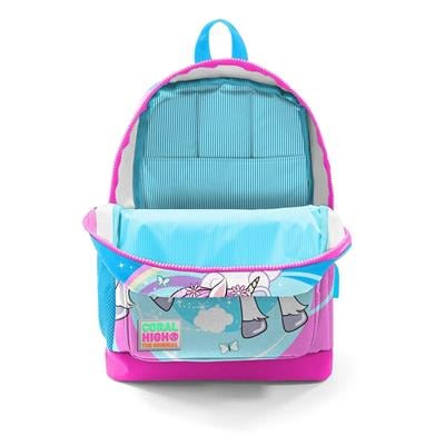 Coral High Okul Çantası ve Beslenme Çantası Seti - Kız Çocuk Mavi Unicorn- USB Soketli