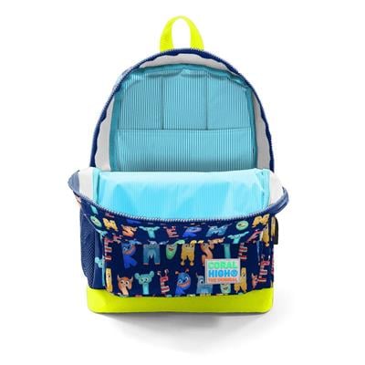 Coral High Okul Çantası ve Termal Beslenme Çanta Seti - Erkek Çocuk Sevimli Harfler USB ve AUX Çıkışlı