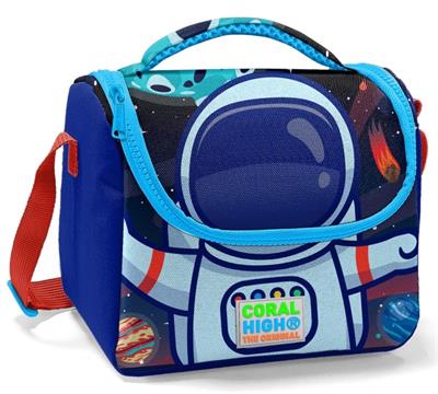 Coral High Okul Çantası ve Termal Beslenme Çanta Seti - Erkek Çocuk Mavi Astronot USB ve AUX Çıkışlı