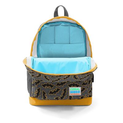 Coral High Okul Çantası ve Termal Beslenme Çanta Seti - Gri Hardal Yarasa USB ve AUX Çıkışlı - Erkek Çocuk