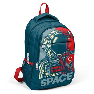 Coral High Okul Sırt Çantası ve Beslenme Çantası Erkek Çocuk Lacivert Astronot