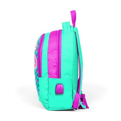 Coral High Okul Sırt Çantası ve Beslenme Çantası Seti - Pembe Flamingo - USB Soketli - Kız Çocuk