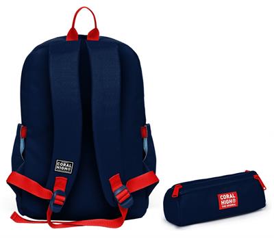 Coral High Okul Sırt Çantası ve Kalemlik Seti - Lacivert Kırmızı Little Dude Baskılı Erkek Çocuk SETYGN33219C