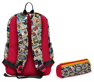 Coral High Okul Sırt Çantası ve Kalemlik Seti - Sarı Çizgi Roman Desenli Erkek Çocuk SETYGN33215C