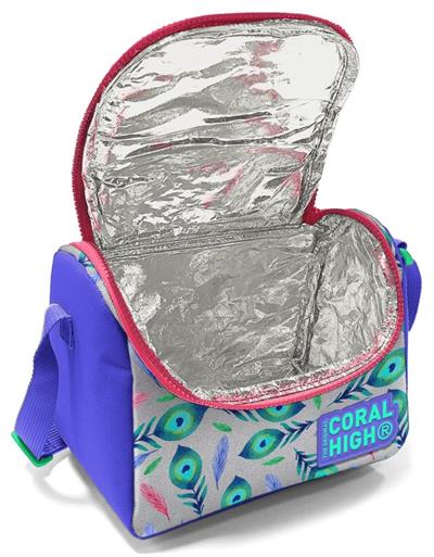 Coral High Okul Sırt ve Beslenme Çantası Seti - Mavi Yeşil Tavuskuşu - Kız Çocuk