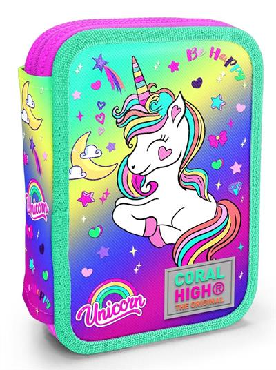 Coral High Organizer İki Katlı Kalem Çantası - Yeşil Mor Unicorn, Kız Çocuk, Yeşil Mor Unicorn 11129