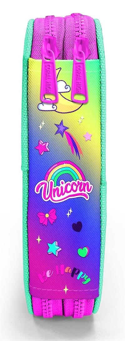 Coral High Organizer İki Katlı Kalem Çantası - Yeşil Mor Unicorn, Kız Çocuk, Yeşil Mor Unicorn 11129