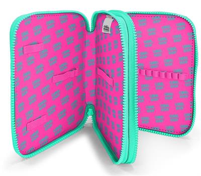 Coral High Organizer İki Katlı Kalem Çantası - Yeşil Pembe Kalp Desenli, Kız Çocuk, Yeşil Pembe Kalp Desenli 11133