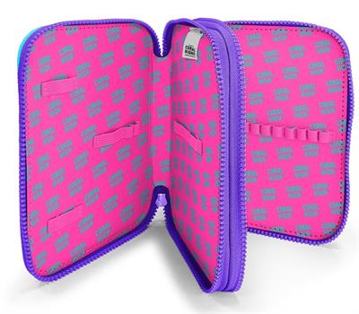 Coral High Organizer İki Katlı Kalem Çantası - Mor Yeşil Leopar, Kız Çocuk/Kadın, Mor Yeşil Leopar 11132