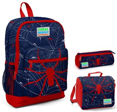 Coral High Örümcek Baskılı Erkek Çocuk 3lü İlkokul Çanta Seti