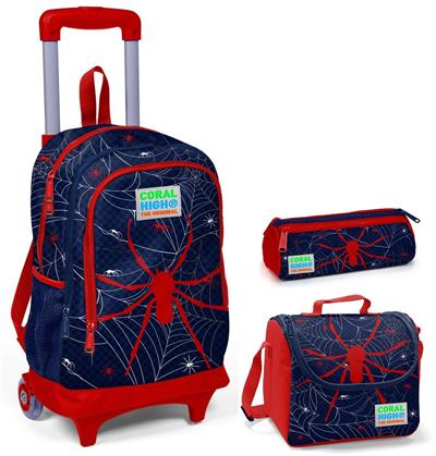 Coral High Örümcek Çekçek Çanta Seti - Işıklı Tekerlekler - Erkek Çocuk