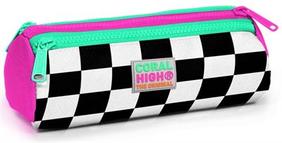 Coral High Pembe Damalı İlkokul Sırt Çantası ve Kalemlik Seti - USB Soketli - Kız Çocuk