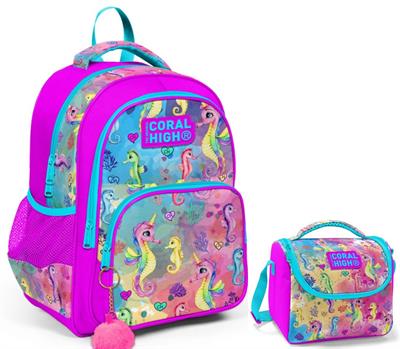 Coral High Pembe Denizatı Kız Çocuk İlkokul Çantası ve Beslenme Çantası Seti