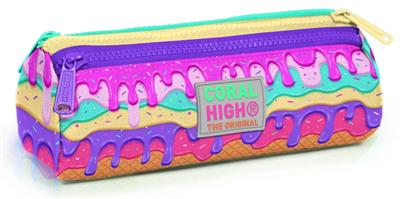 Coral High Pembe Dondurma Üç Bölmeli Kalem Çantası