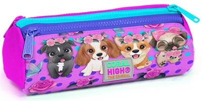 Coral High Pembe Köpek Üç Bölmeli Kalem Çantası - Kız Çocuk