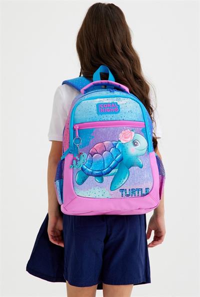 Coral High Pembe Mavi Kaplumbağa Okul Sırt ve Beslenme Çantası Seti - Kız Çocuk