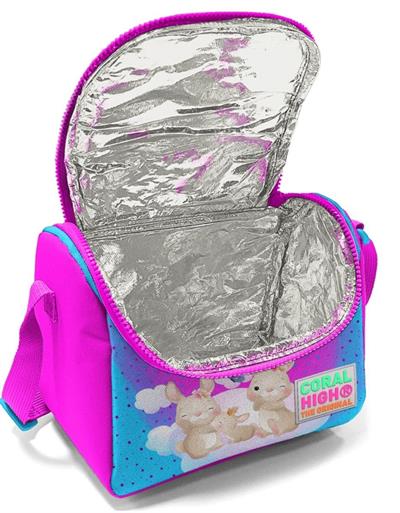 Coral High Pembe Mavi Tavşan Çekçek Okul Çantası Seti - Işıklı Tekerlekler - Kız
