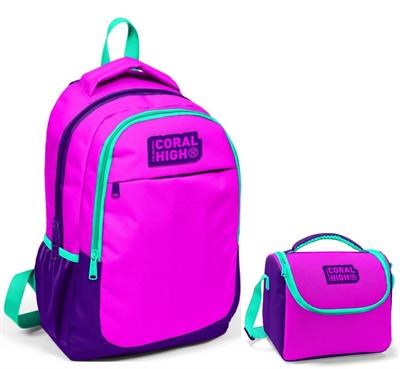 Coral High Pembe Mor Çanta Ve Beslenme Seti - Kız Çocuk