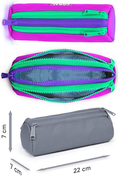 Coral High Pembe Mor Renk Geçişli Desenli Kız Çocuk Isı Yalıtımlı Beslenme Çantası ve Kalemlik Seti