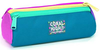 Coral High Pembe Pastel Renkli Üç Bölmeli Kalem Çantası - Kız Çocuk