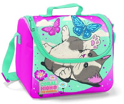 Coral High Pembe Sevimli Kedi ve Kelebek İlkokul Çantası ve Beslenme Seti - Kız Çocuk