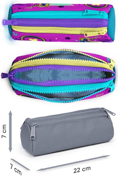 Coral High Pembe Turkuaz Kulaklık Paten Desenli Kız Çocuk Isı Yalıtımlı Beslenme Çantası ve Kalemlik Seti