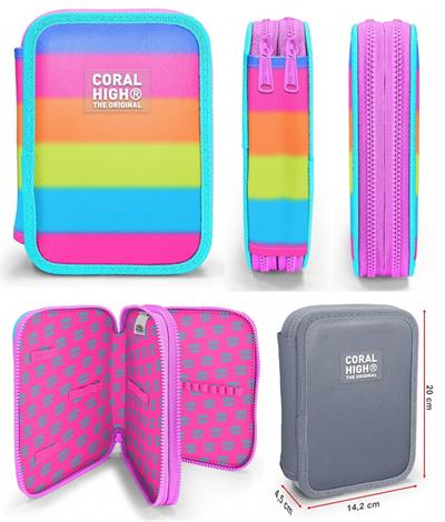 Coral High Pembe Turuncu Renk Geçişli Kız Çocuk Okul Çantası ve Organizer Kalemlik Seti 23770 11140