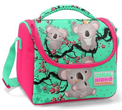 Coral High Pembe Yeşil Koala Baskılı   Okul Beslenme Çantası