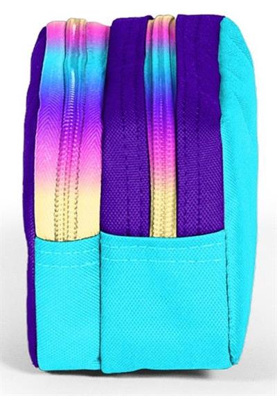 Coral High Rainbow Fermuarlı Mor İki Bölmeli Kalem Çantası - Kız Çocuk