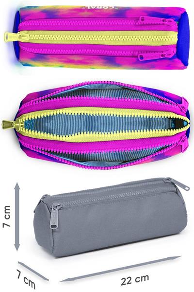 Coral High Renkli Batik Üç Bölmeli Kalem Çantası - Kız Çocuk