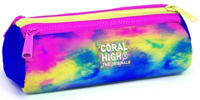 Coral High Renkli Batik Üç Bölmeli Kalem Çantası - Kız Çocuk