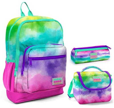 Coral High Renkli Boyama Üçlü İlkokul Okul Çanta Seti - Kız