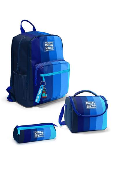 Coral High Renkli Çizgili 3lü Okul Çanta Seti SET0123695 - Erkek