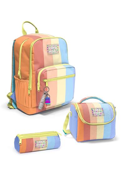 Coral High Renkli Çizgili 3lü Okul Çanta Seti SET0123680 - Kız