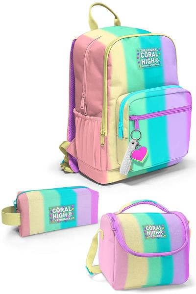 Coral High Renkli Çizgili 3lü Okul Çanta Seti SET0123630